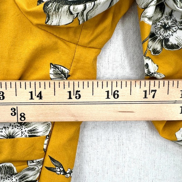 MARISSA WEBB Shirt Womens XS Yellow Karlee Cropped Twist Top Long Sleeve Floral - Picture 13 of 16